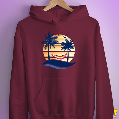 Lesbian Pride Hammock Summer Beach Sunset Hoodie - Maroon